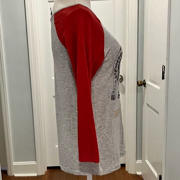 (5 for $25.)…Electric Pink red gray India elephant scoop neck baseball t-shirt - Picture 4 of 5